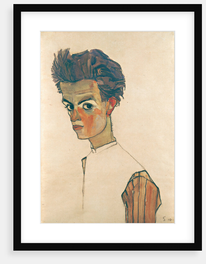Self-Portrait with Striped Shirt, 1910 by Egon Schiele