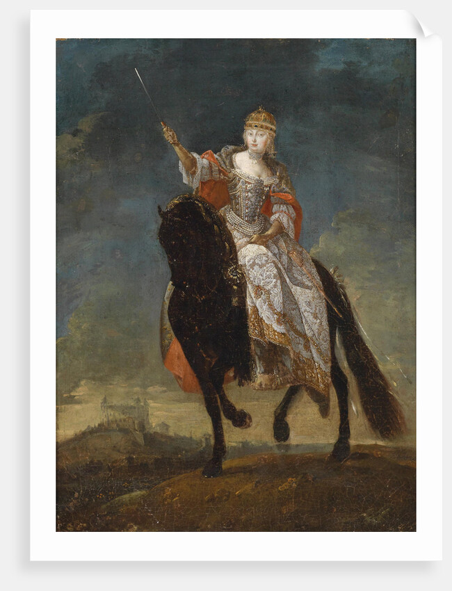 Maria Theresia as Queen of Hungary on the crowning hill of Pressburg, Mid of the 18th cen by Anonymous