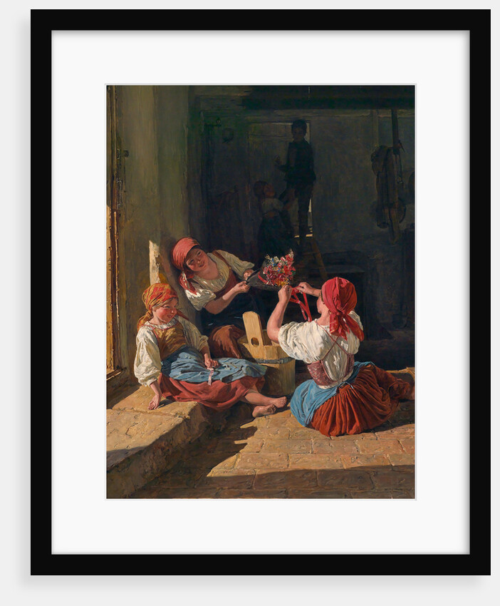 Children decorating a Conscripts hat, 1854 by Ferdinand Georg Waldmüller