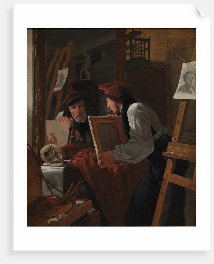 A Young Artist Examining a Sketch in a Mirror, 1926 by Wilhelm Bendz