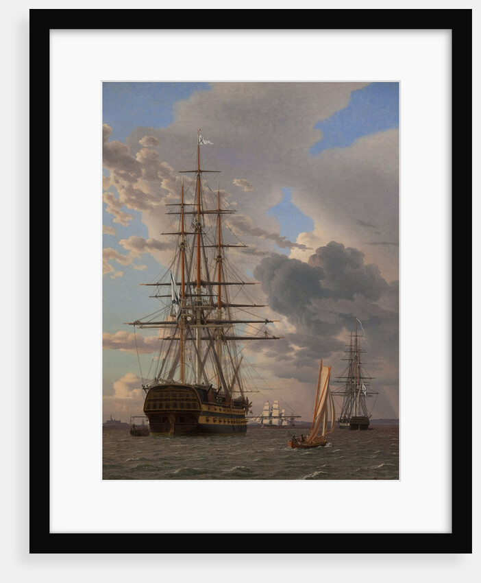 The Russian Ship of the Line Azov and a Frigate at Anchor in the Roads of Elsinore, 1828 by Christoffer-Wilhelm Eckersberg