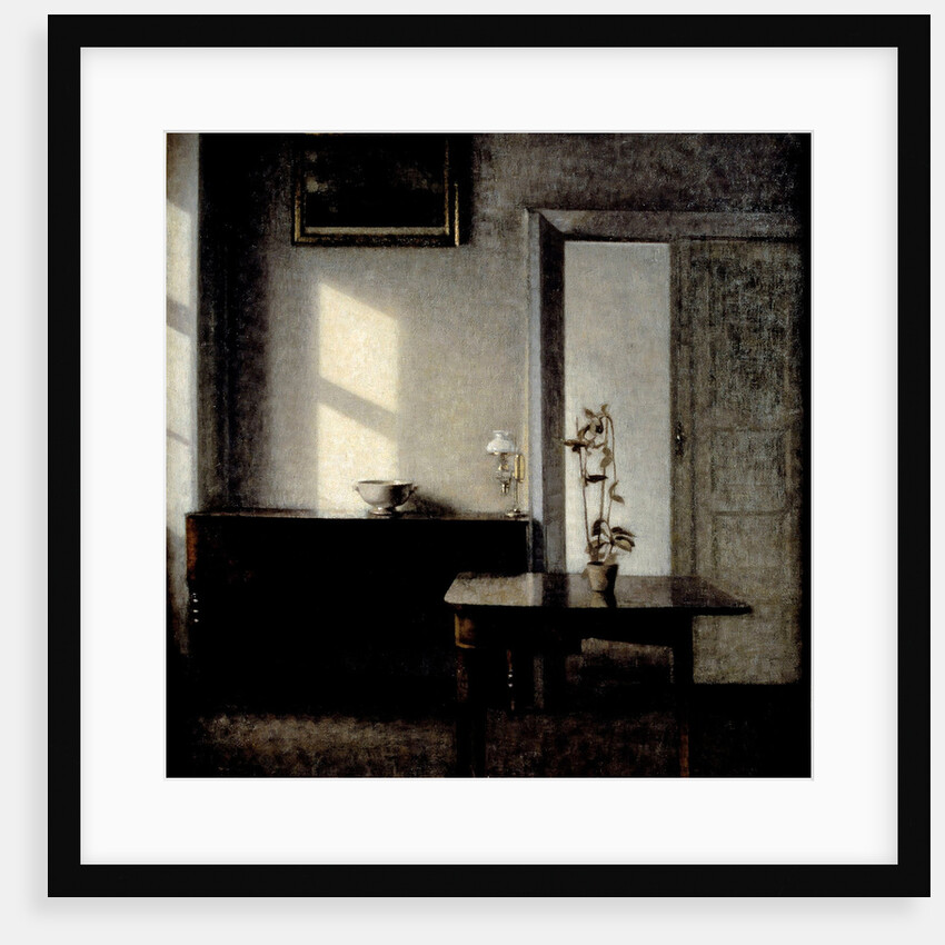 Interior with potted plant on card table, 1910-1911 by Vilhelm Hammershøi