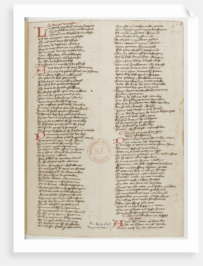 Ménagier de Paris, a manuscript page, 1393 by Anonymous master