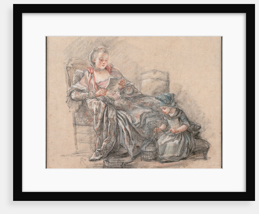 Woman Reading and a Girl Playing by François Guérin