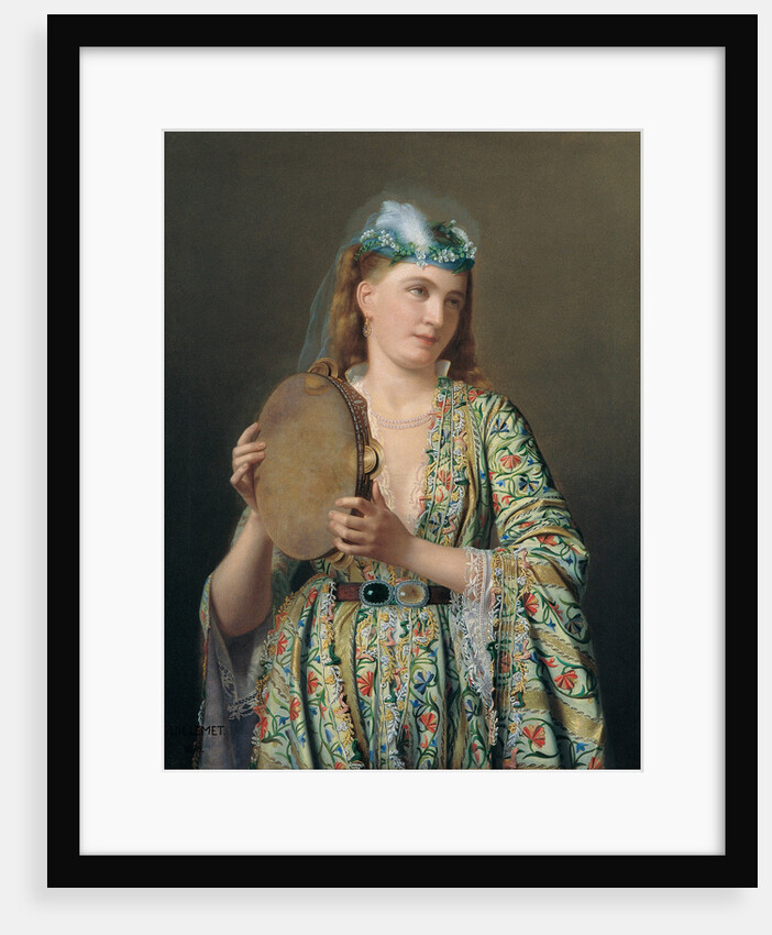 Portrait of a Lady of the Court Playing the Tambourine, Second Half of the 19th cen by Pierre Désiré Guillemet