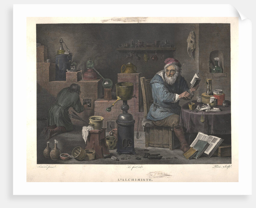 The Alchemist (after painting by David Teniers), Late 18th cent by Jacques Louis Perée