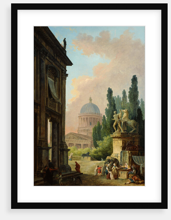 View of Rome with the Horse Tamer of the Monte Cavallo, 1786 by Hubert Robert