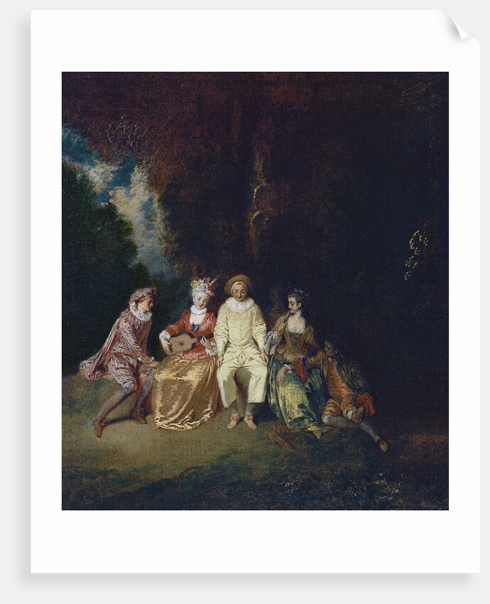 Pierrot Content, ca 1712 by Jean Antoine Watteau