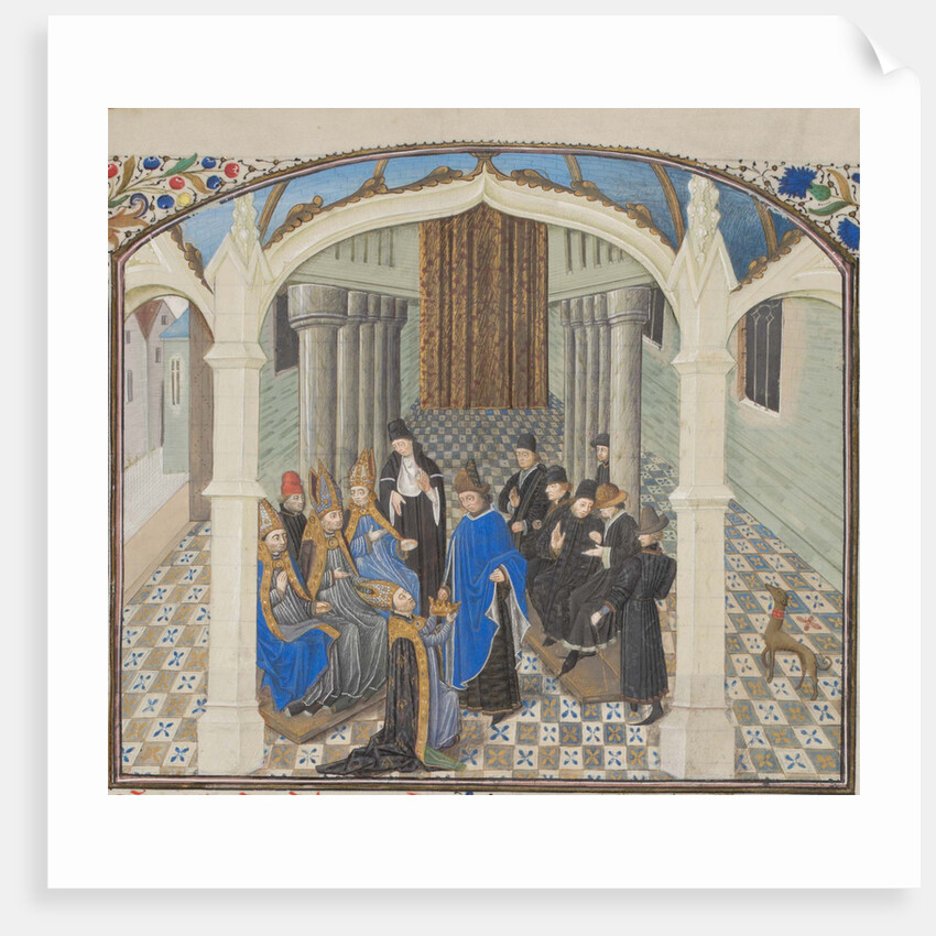 The coronation of Baldwin II on 1118. Miniature from the Historia by William of Tyre, 1460s by Anonymous