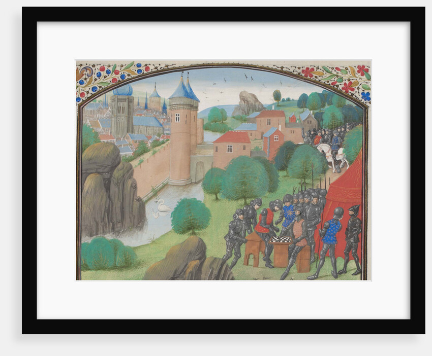 Soldiers playing dice before the city of Caesarea. Miniature from the Historia by William of Tyre, 1460s by Anonymous