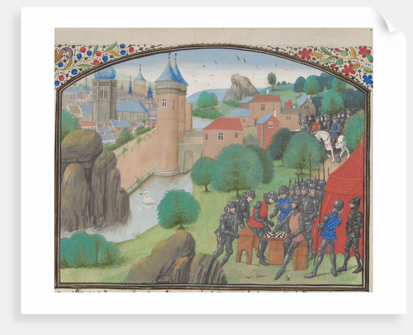 Soldiers playing dice before the city of Caesarea. Miniature from the Historia by William of Tyre, 1460s by Anonymous