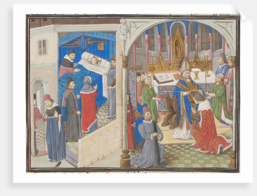Death of Amalric I of Jerusalem. Coronation of Baldwin IV. Miniature from the Historia by William of Tyre, 1460s by Anonymous