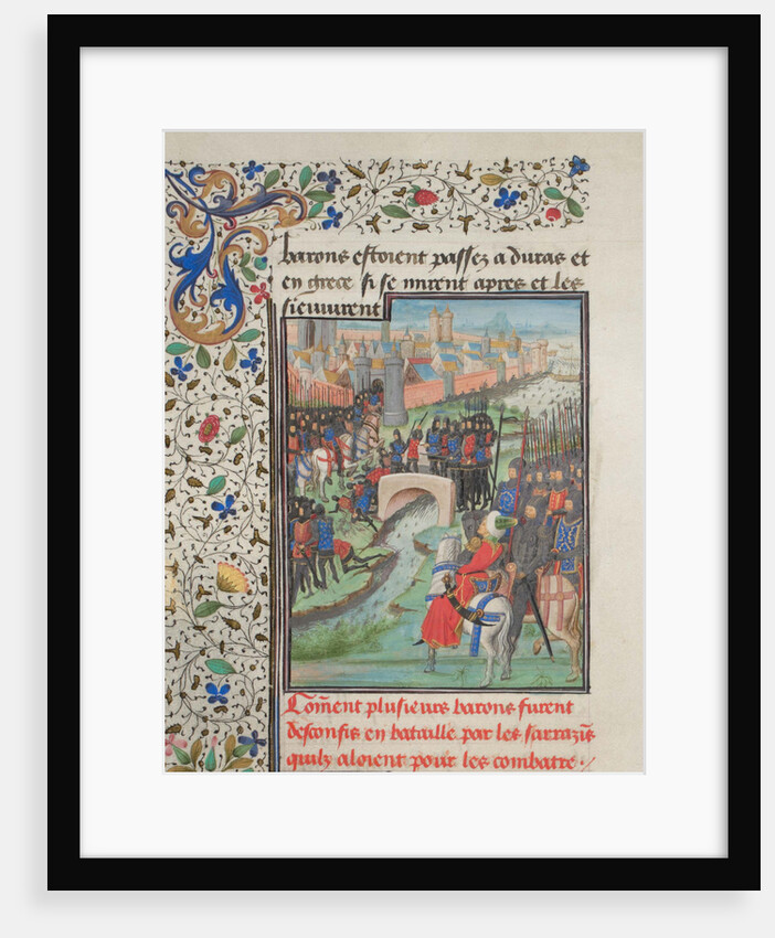 Clash of the army of the barons and the Saracens. Miniature from the Historia by William of Tyre, 1460s by Anonymous
