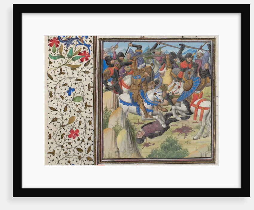 Fight between Christians and Saracens under Saladin. Miniature from the Historia by William of Tyre, 1460s by Anonymous