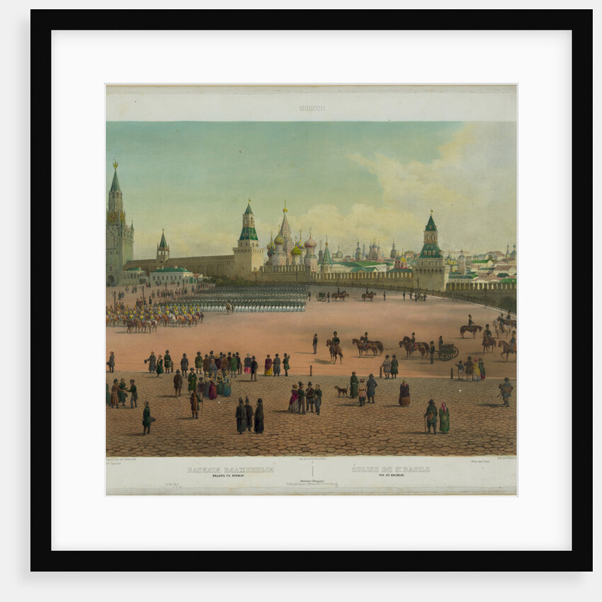 The Basil Cathedral at the Red Square in Moscow (from a panoramic view of Moscow in 10 parts), ca 1848 by Philippe Benoist