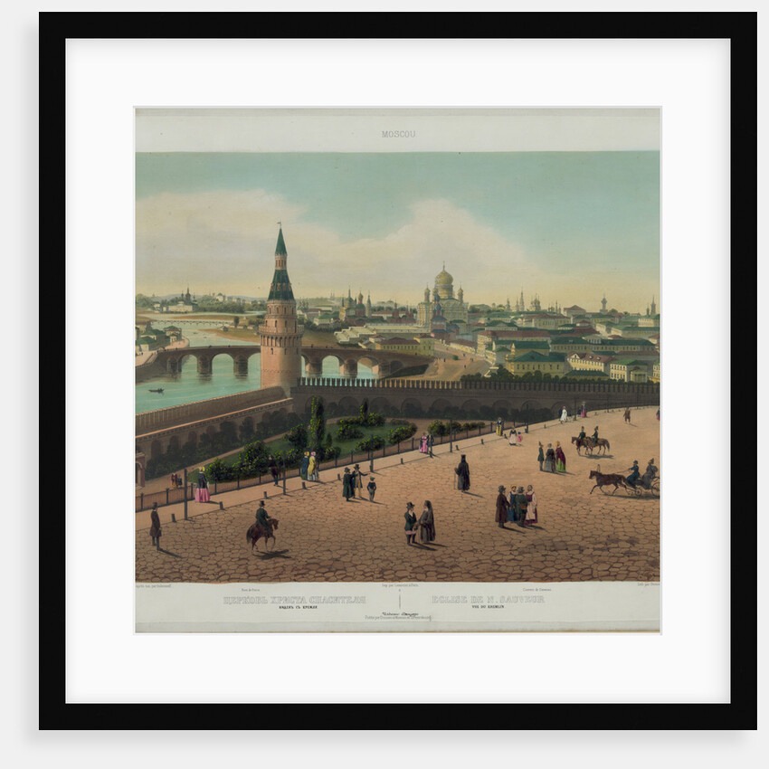 View of the Cathedral of Christ the Saviour and the Moscow Kremlin (from a panoramic view of Moscow in 10 parts), ca 1848 by Philippe Benoist