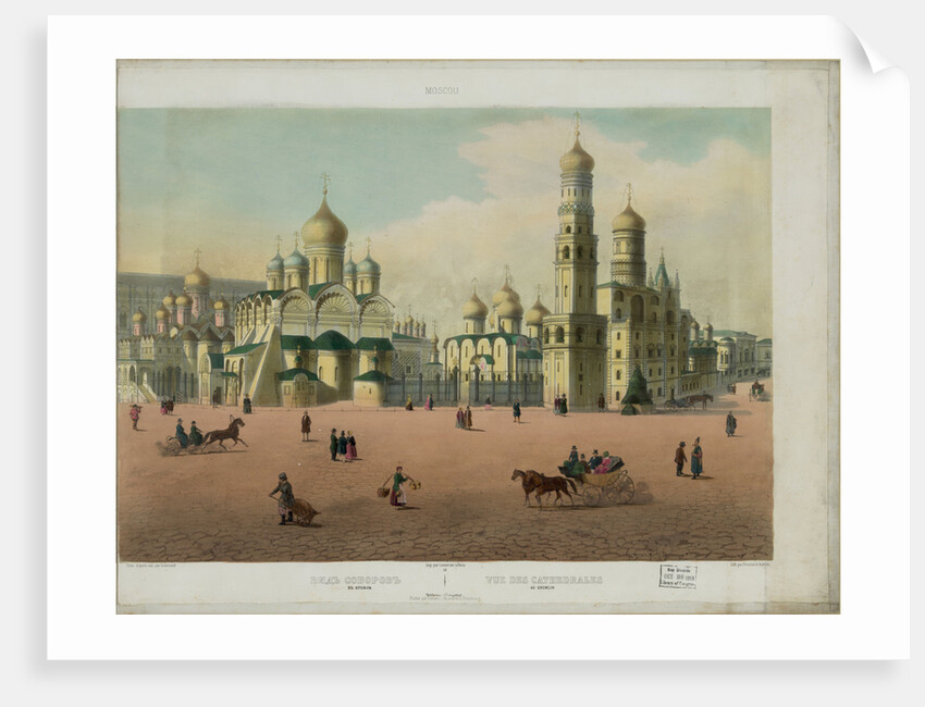 The Cathedral Square in the Moscow Kremlin (from a panoramic view of Moscow in 10 parts), ca 1848 by Philippe Benoist
