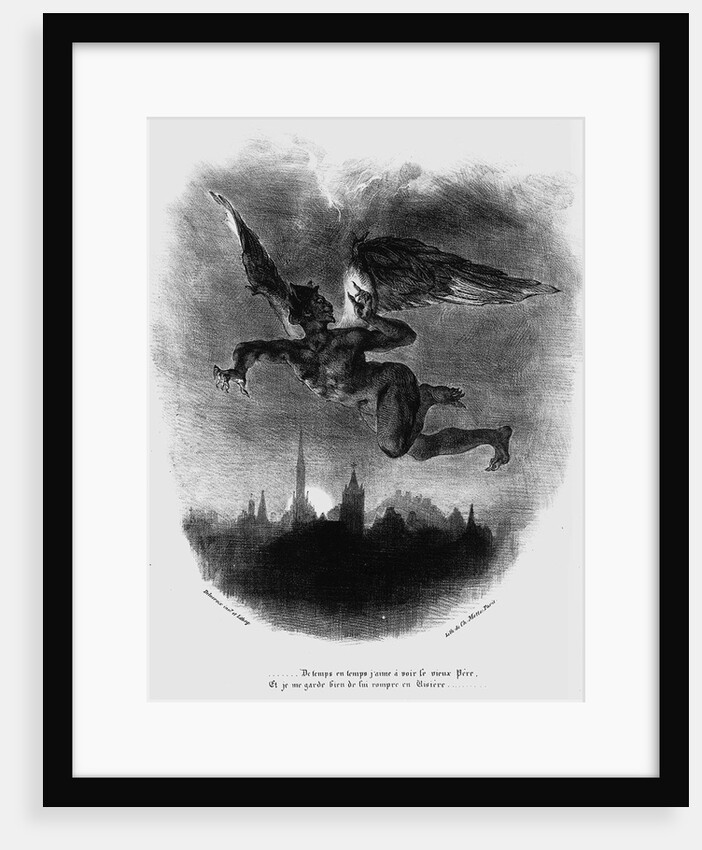 Mephistopheles Prologue in The Sky. Illustration to Goethes Faust, 1828 by Eugène Delacroix