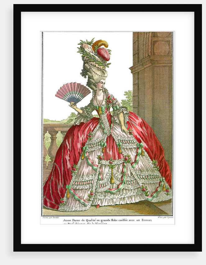 French court dress with wide panniers, 1778 by Claude Louis Desrais
