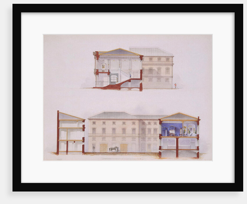 The Stroganov Palace in Saint Petersburg. Plan of the Facade and Section, 1865 by Jules Mayblum