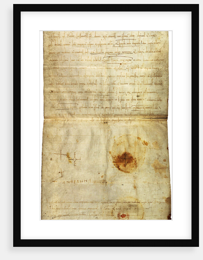 Diploma of Philip I in favor of the Abbey of St. Crépin in Soissons, with signature by Anne of Kiev, Queen of France, 1063 by Medieval Document