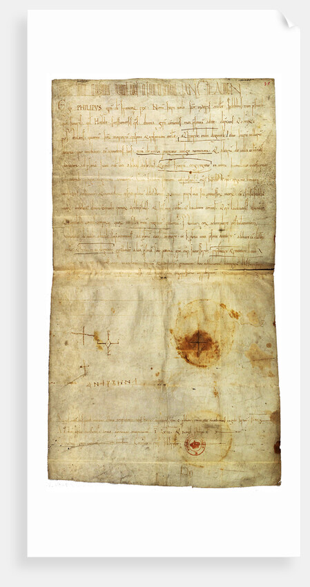 Diploma of Philip I in favor of the Abbey of St. Crépin in Soissons, with signature by Anne of Kiev, Queen of France, 1063 by Medieval Document