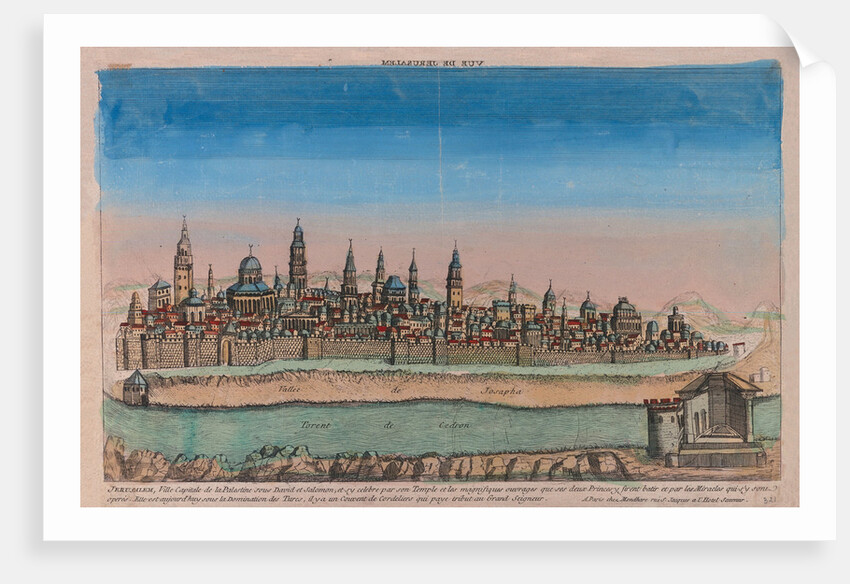 The Jerusalem Map (Ville Capitale de la Palestine sous David et Salomon...), 1770 by Louis Joseph Mondhare