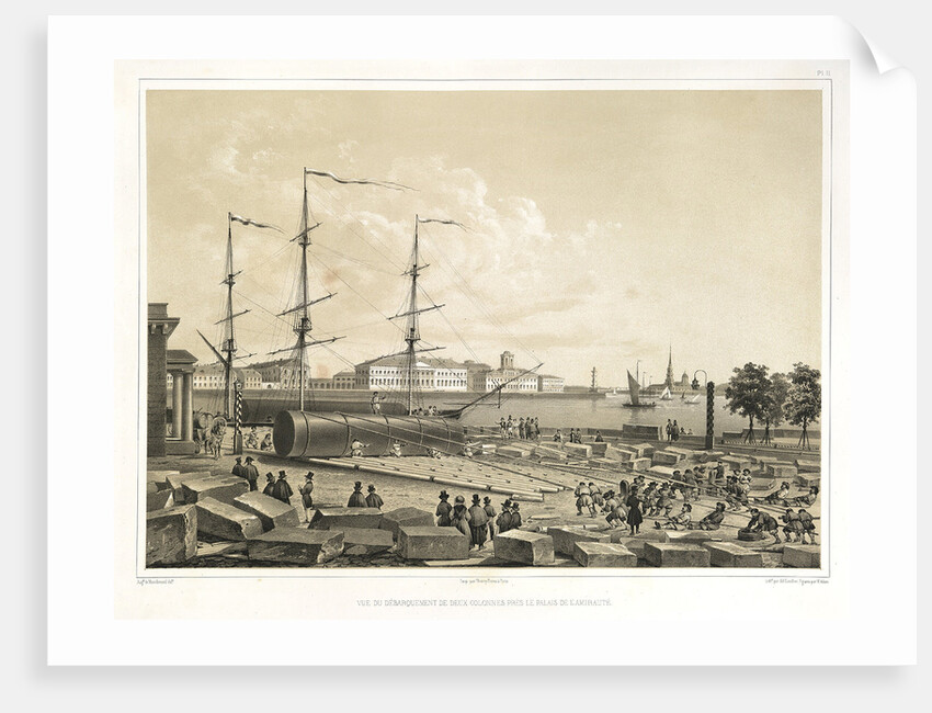 Unloading two column at the Admiralty by Auguste de Montferrand