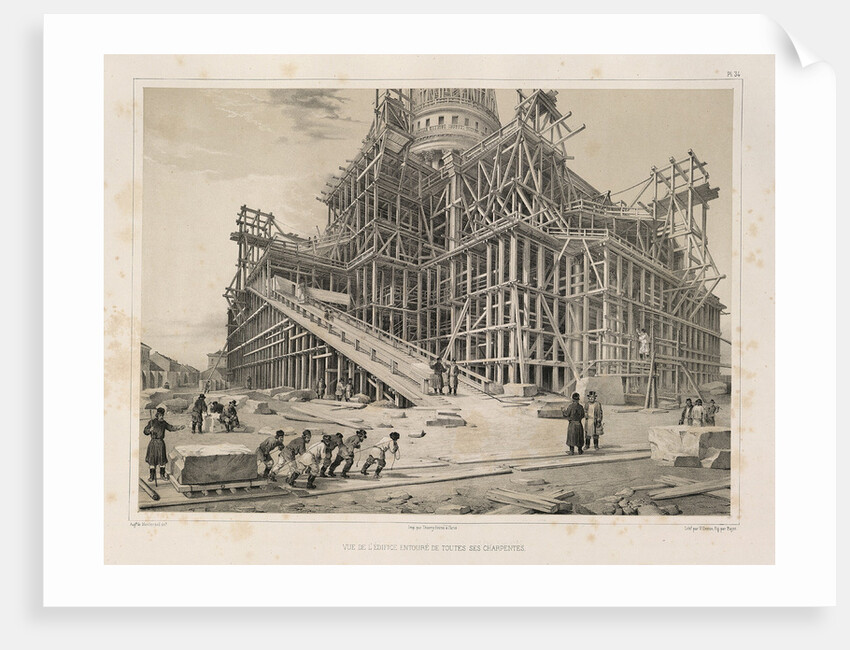 View of the Cathedral surrounded by wooden scaffolding by Auguste de Montferrand