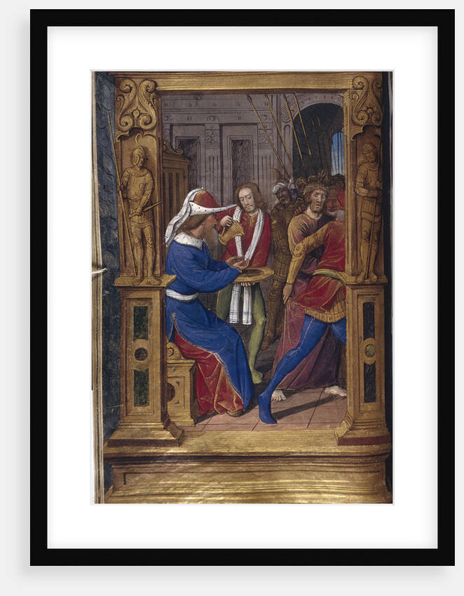 Pilate washes his hands (from Lettres bâtardes), ca 1490-1510 by Jean Poyet