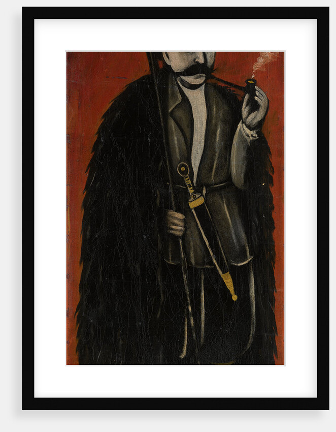 Shepherd in a Felt Cloak against a Red Background by Niko Pirosmani