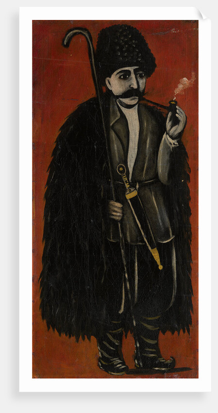 Shepherd in a Felt Cloak against a Red Background by Niko Pirosmani