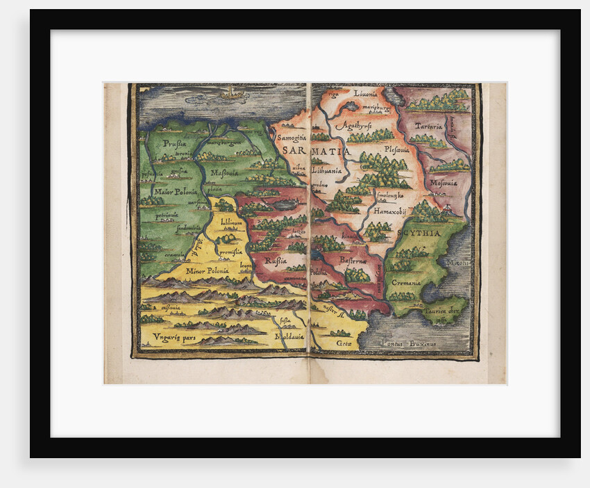 Map of Sarmatia by Johannes Honterus