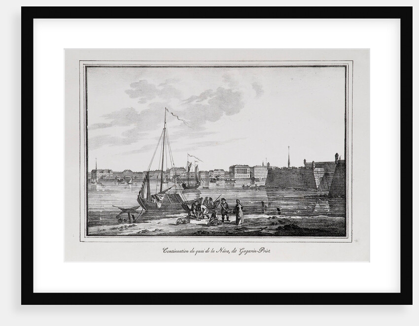 The Petrovsky quay in St. Petersburg, the so-called Gagarinsky brawler (Series Views of Saint Petersburg), 1820s by Alexander Pluchart