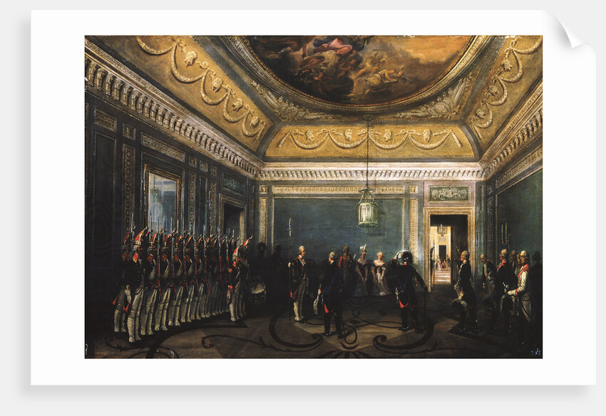 Changing of the Preobrazhensky Regiment Guards in the Gatchina Palace at the time of Paul I, 1845 by Gustav Schwarz