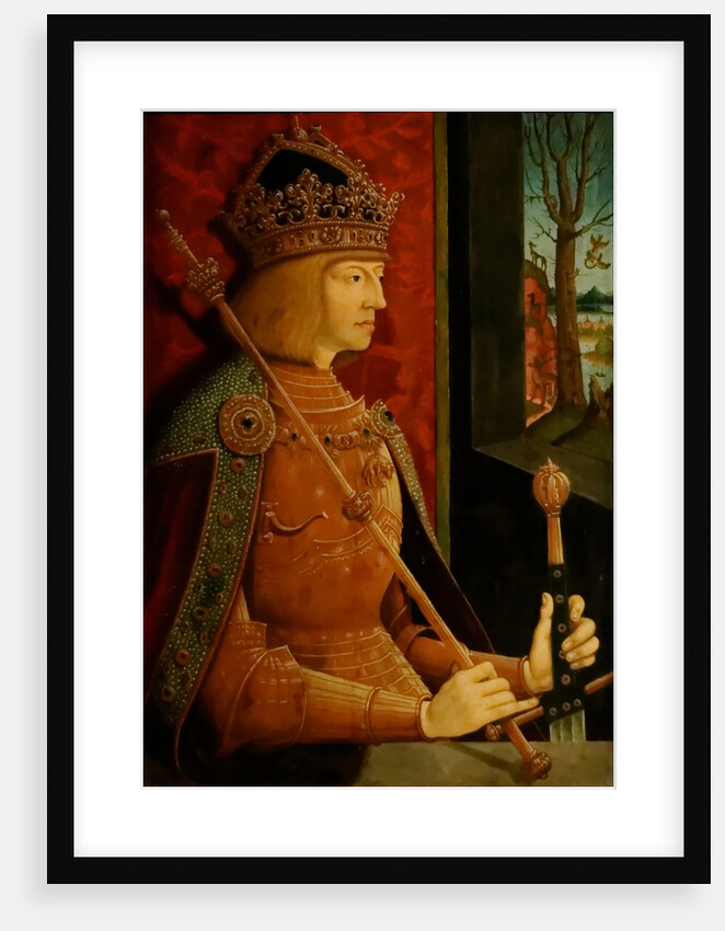Emperor Maximilian I, with crown, sceptre, and sword, c. 1500 by Bernhard Strigel