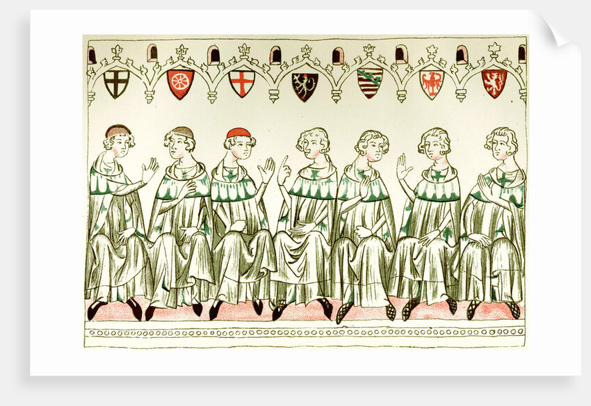 Seven Prince Electors voting for Henry VII, Holy Roman Emperor (Copy of a miniature from the Balduineum), 1341 by Anonymous