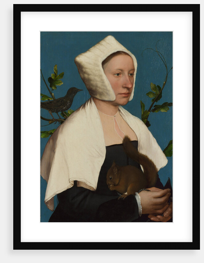 A Lady with a Squirrel and a Starling (Anne Lovell?), c. 1527 by Hans Holbein the Younger