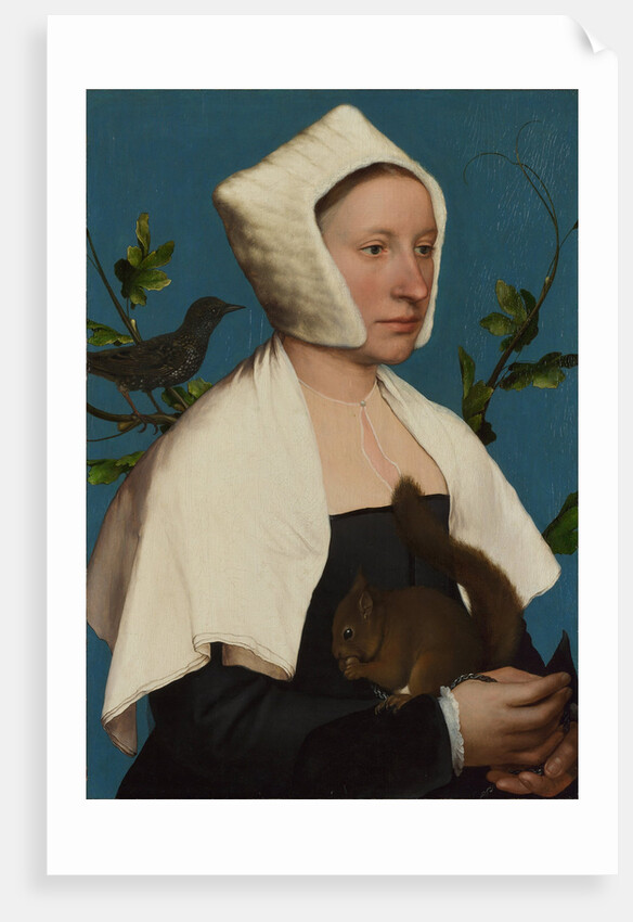 A Lady with a Squirrel and a Starling (Anne Lovell?), c. 1527 by Hans Holbein the Younger