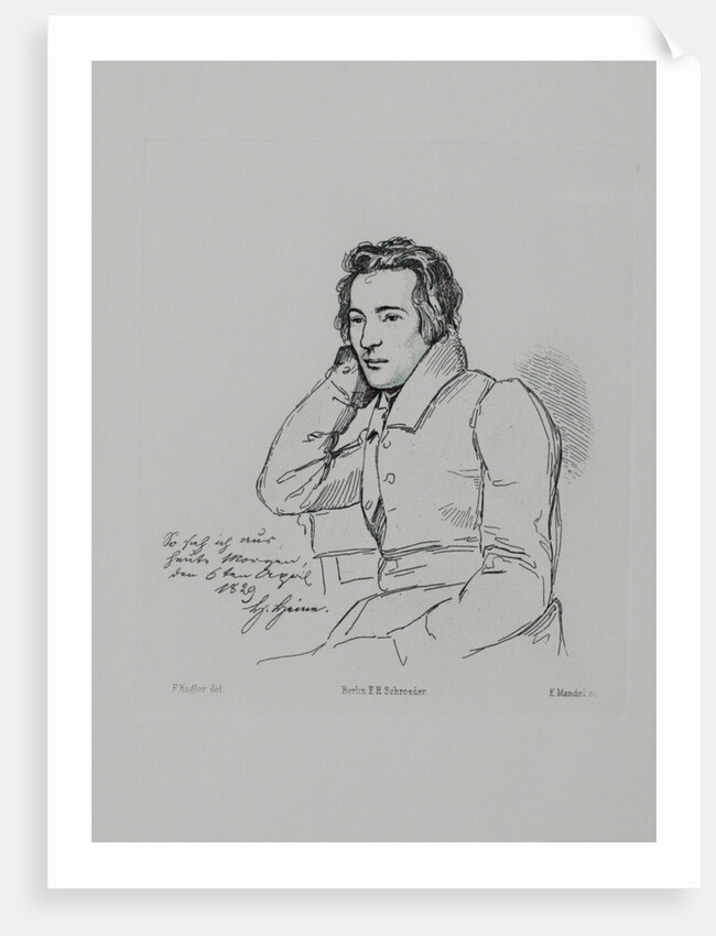 Portrait of the poet Heinrich Heine After Franz Kugler from 1829, 1854 by Eduard Mandel