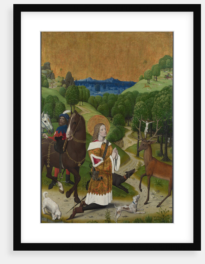 The Conversion of Saint Hubert. Shutter from the Werden Altarpiece, ca 1485 by (Workshop) Master of the Life of the Virgin