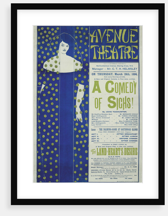 Avenue Theater, A Comedy of Sighs! (Poster), 1894 by Aubrey Beardsley