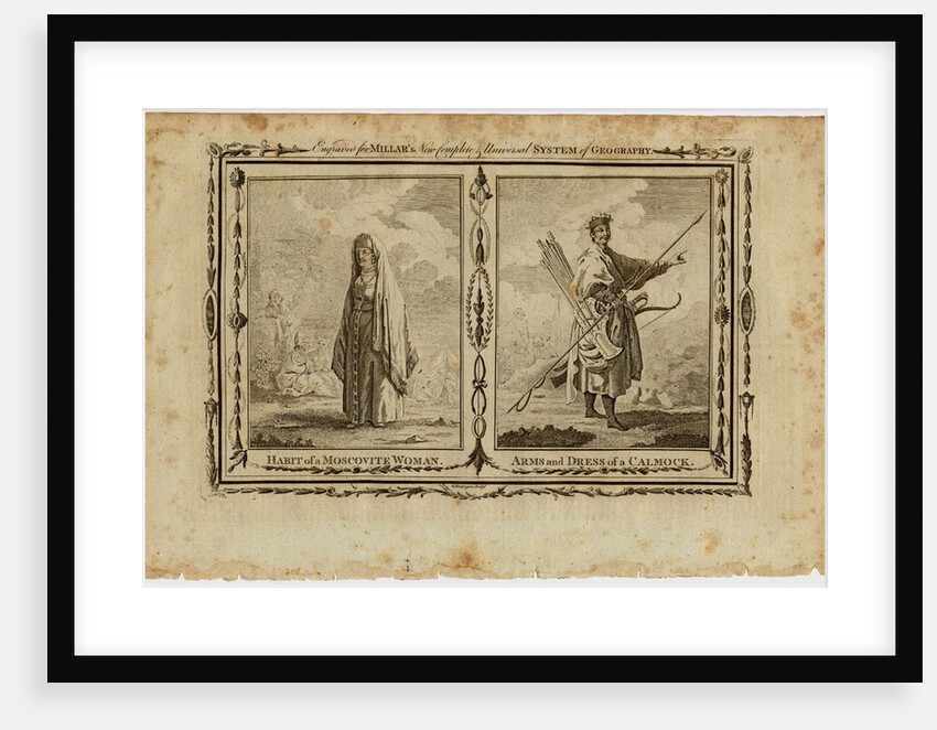 Habits of a Moscovite Woman and Arms and Dress of a Kalmyk, ca 1730 by William Grainger