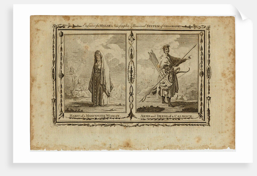 Habits of a Moscovite Woman and Arms and Dress of a Kalmyk, ca 1730 by William Grainger