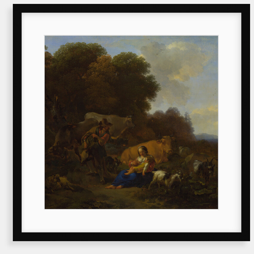 A Peasant playing a Hurdy-Gurdy to a Woman and Child, 1658 by Nicolaes Pietersz Berchem the Elder