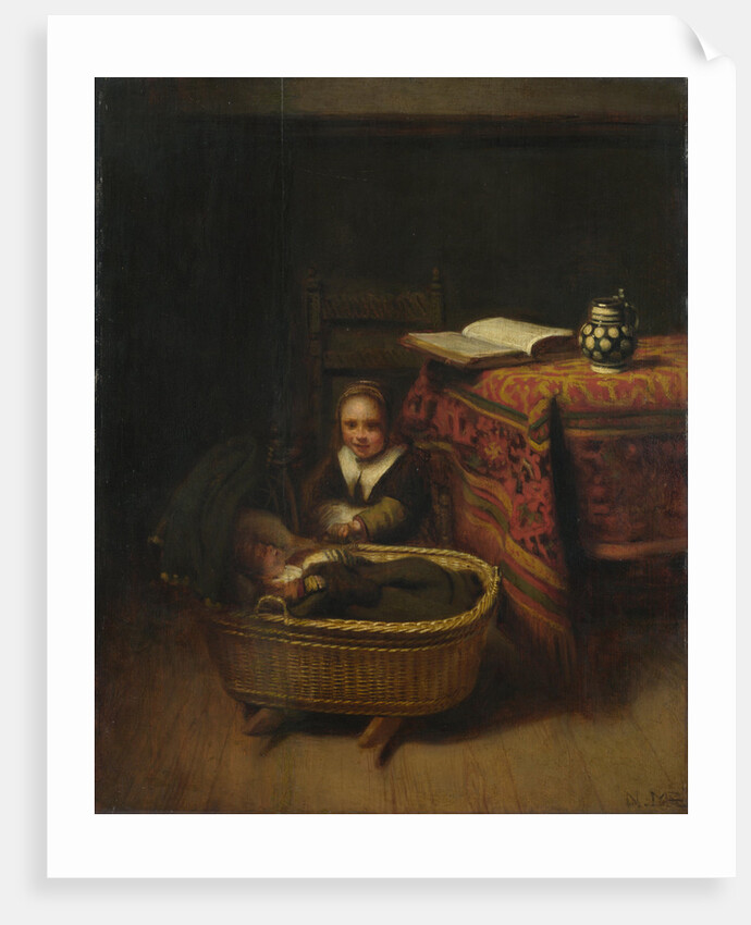 A Little Girl rocking a Cradle, c. 1655 by Nicolaes Maes