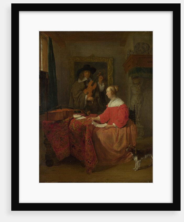 A Woman seated at a Table and a Man tuning a Violin, c. 1657?1658 by Gabriel Metsu