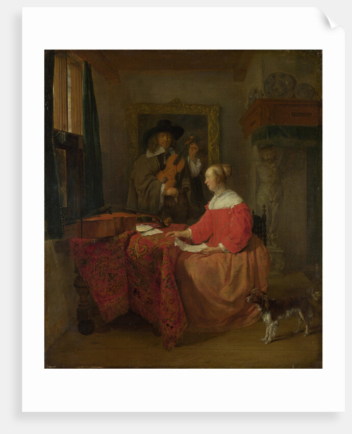A Woman seated at a Table and a Man tuning a Violin, c. 1657?1658 by Gabriel Metsu