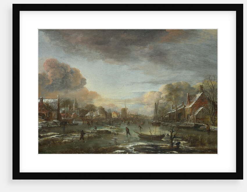 A Frozen River by a Town at Evening, ca 1665 by Aert van der Neer