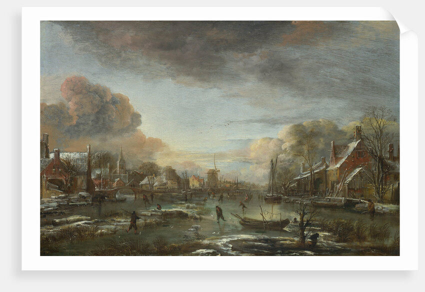 A Frozen River by a Town at Evening, ca 1665 by Aert van der Neer